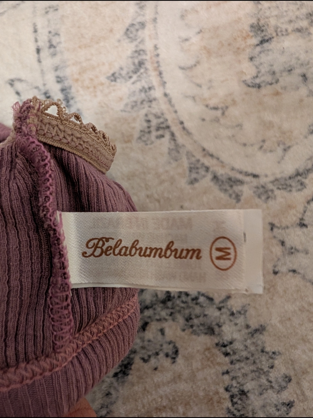 Belabumbum Bamboo Fillgree Sleep Bralette - Plum, M - Picture 3 of 5